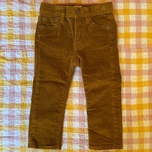 J.Crew Crewcuts Factory Slim Cognac Brown Corduroy Pants Toddler Boy Size 2